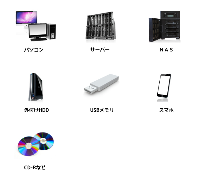 データ復旧サービスは幅広いメディアに対応しております